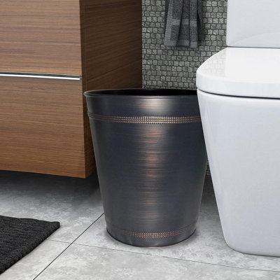 Corbeille à papier en acier inoxydable | Finition bronze huilé | Capacité de 9 litres | Poubelle pour la maison et le bureau