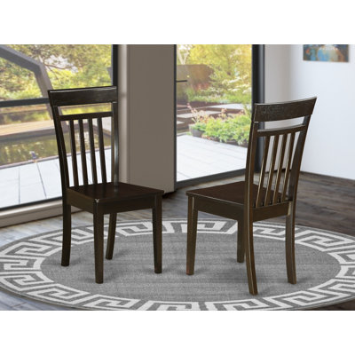 Capri Dining Chairs - Slat Back Wooden Seat Chairs, Set of 2, Cappuccino