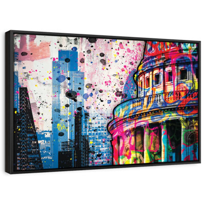 London Phone Booths Paint Splash Canvas Print
