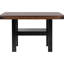 Transitionnel avec 6 chaises rembourrées et une table rectangulaire en chêne de manguier, 7 chaises de table de salle à manger en tissu gris de style industriel