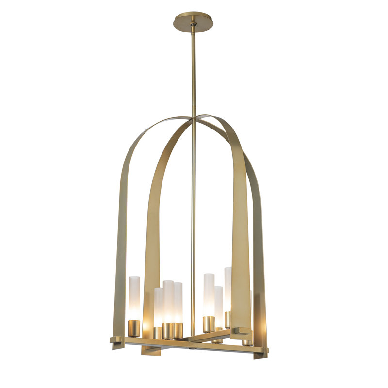 Triomphe 8 - Light Lantern Geometric Chandelier, Modern Brass