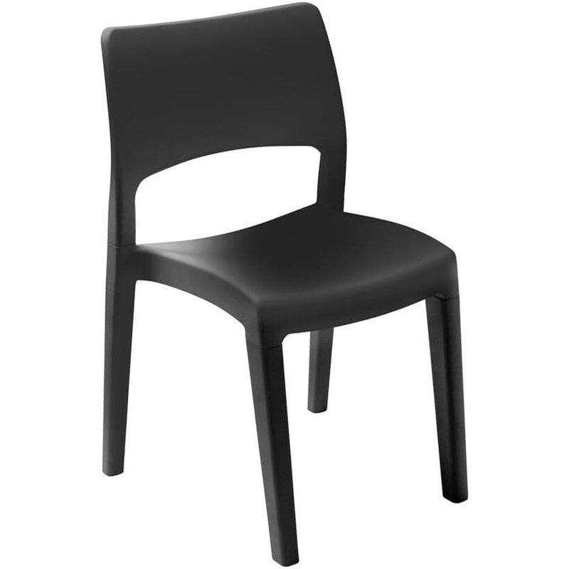 Aleah Stacking Patio Dining Armchair, Black