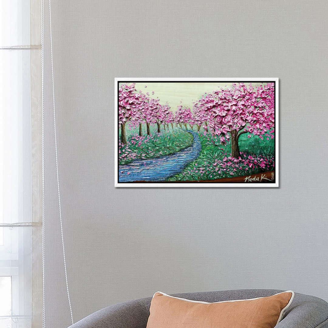 A Bloom In Flow - Hot Pink Magenta von Nada Khatib - Galerie-verpackte Leinwand Giclée