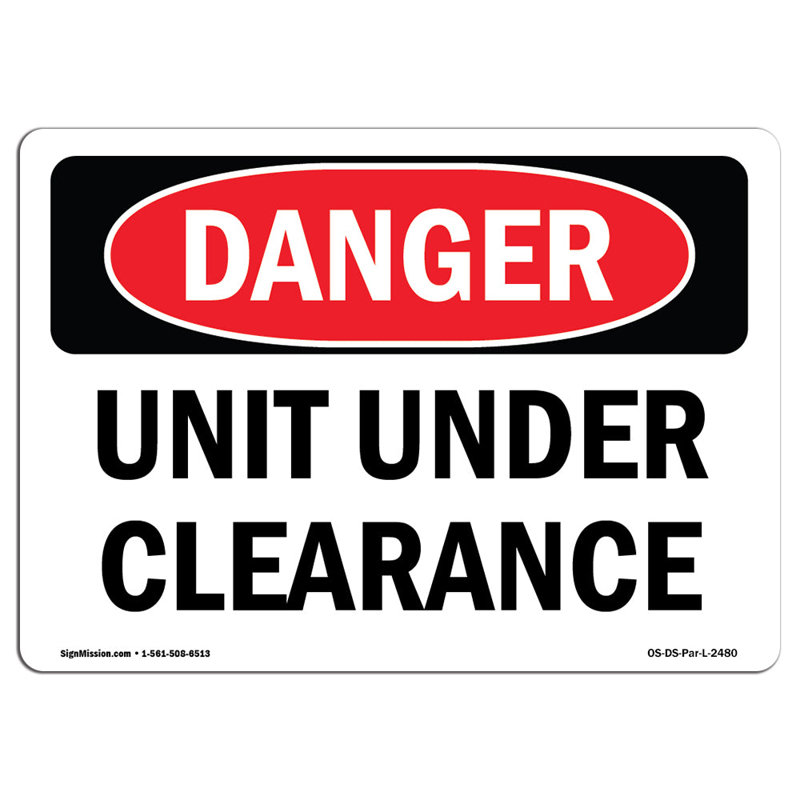 «Unit Under Clearance», H 12 po x l 18 po x P 0,1 po