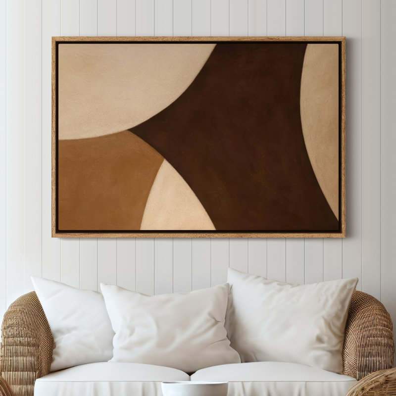 Art mural encadré, impressions murales abstraites rétro pour chambre à coucher - 24 po x 36 po, Naturel