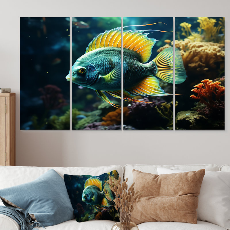 Art mural surréel, poisson surréel sous-marin I, H 28 po x l 48 po