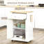 Chariot pour îlot de cuisine roulant, table de service portable avec tiroir, tablette réglable et 2 porte-serviettes, blanc crème