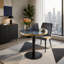 Table basse de luxe ronde de 23,6 pouces, plateau en panneau de fibres à densité moyenne en marbre UV, bandes de chant en acier inoxydable, base à piédestal en métal-248306102