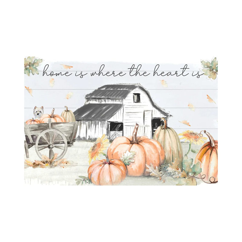 «Pumpkin Barn» par Patricia Pinto, reproduction d'impression sur papier, H 12 po x l 18 po x P 1,5 po, Toile tendue