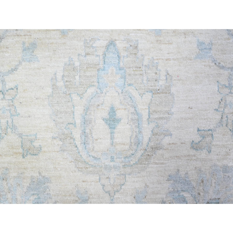 Tapis noué à la main en laine biologique blanc givré 10 pi 2 po x 14 pi 1 po A2734F21A5DC461F8F72763453DE14F4