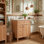 Meuble-lavabo 24 po en bois massif avec lavabo, rangement multifonctionnel avec plateau rabattable, 2 tiroirs et support de porte
