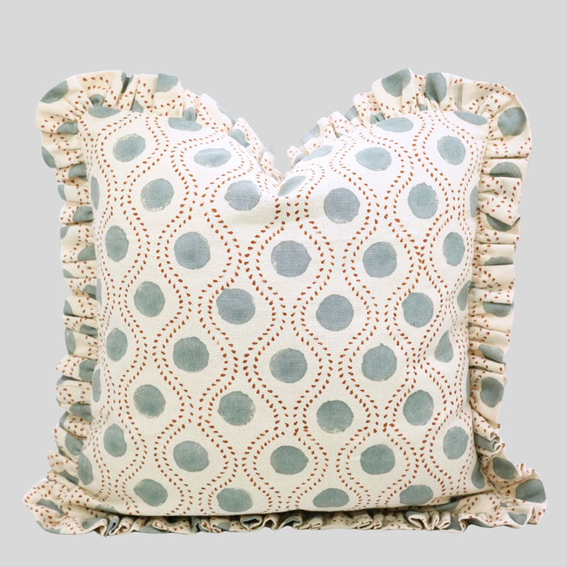 Coussin décoratif en lin imprimé à la main par Fab Fabine Boho Chic, 24 x 24 pouces