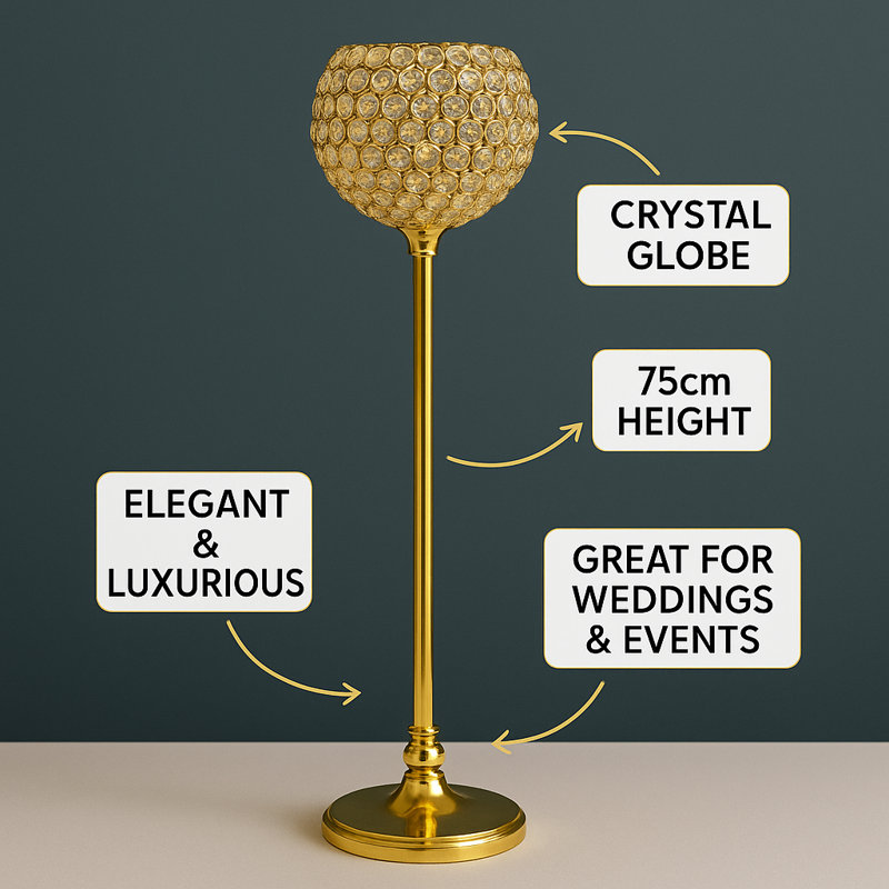 Crystal Tabletop Candelabra, Gold
