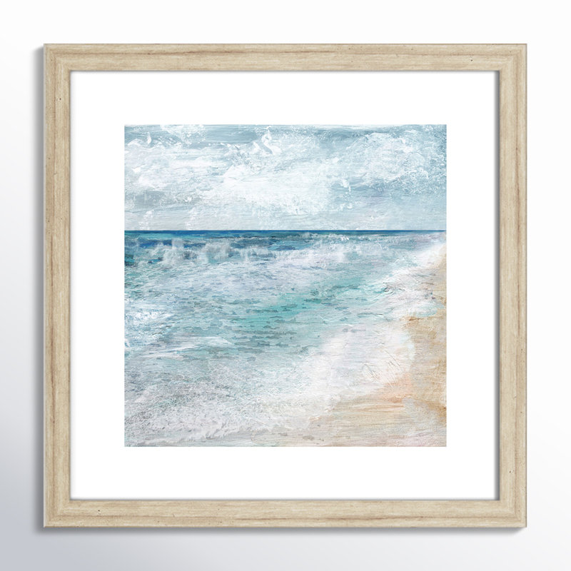 Balade au bord de l'eau - Peinture encadrée, Beige, H 17,5 po x l 17,5 po x P 1,25 po