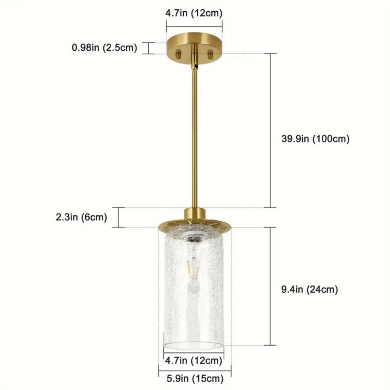 Luminaire suspendu doré, luminaires modernes à abat-jour en verre craquelé, luminaires suspendus réglables pour îlot de cuisine