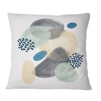 Pictorial Abstract In Green Blue And Black - Modern Printed Throw Pillow