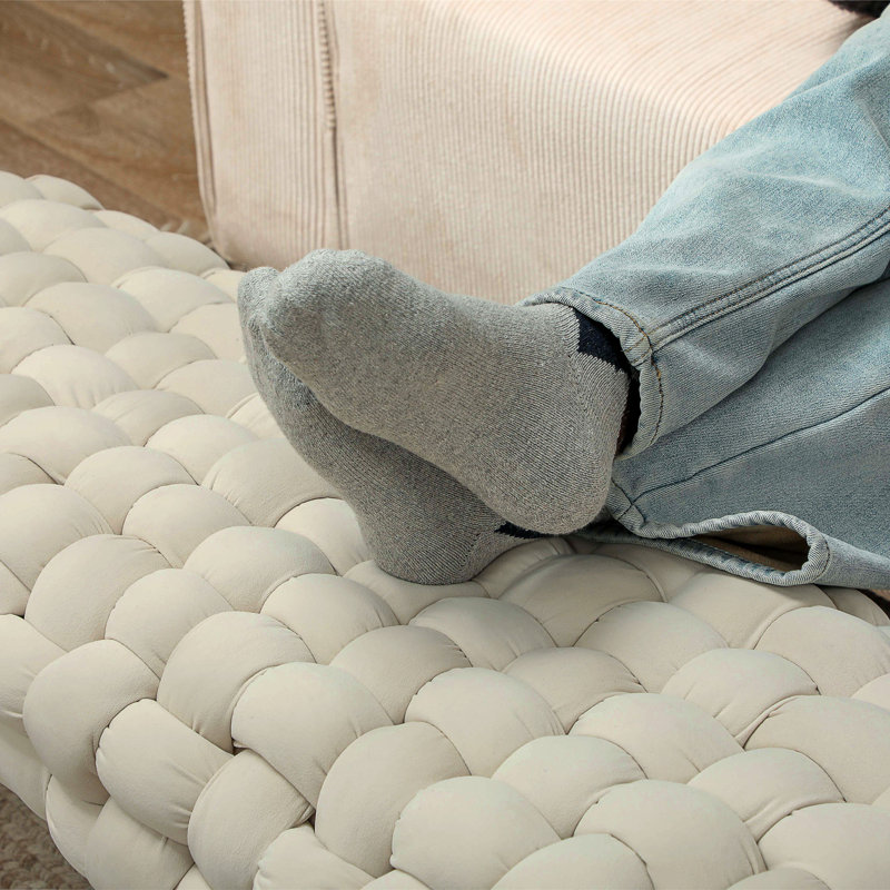 Banc de chambre en velours tissé blanc