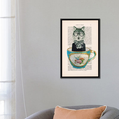 «Vintage Paper Series: Fox in a Cup», impression sur toile