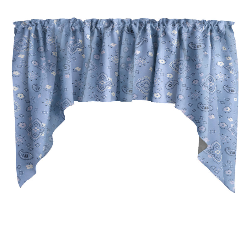 Cotton Blend Paisley Swag Window Valance, Light Blue