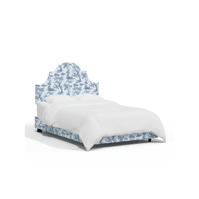 Red from Scalamandre Crafted by Cloth & Company Geneva Bed in Pattern, Scm Toile Blue Linen, California King