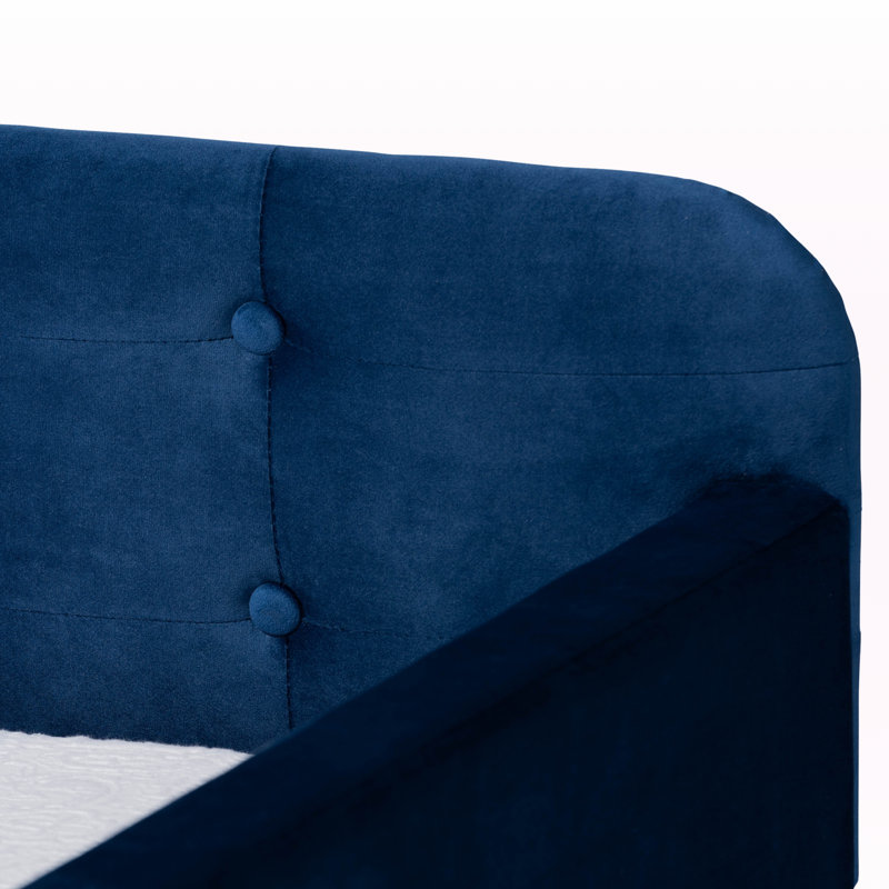 Isle Transitional Twin Size Navy Blue Velvet Fabric Daybed, 33.09'' H X 81.26'' W X 40.76'' L, Blue, Twin