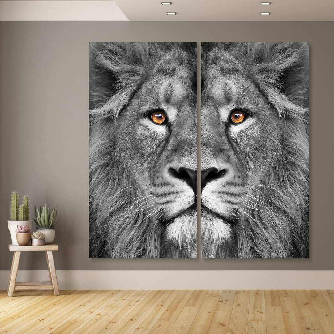 King of the Jungle AB Frameless Tempered Glass Panel Graphic Wall Art Empire Art Direct