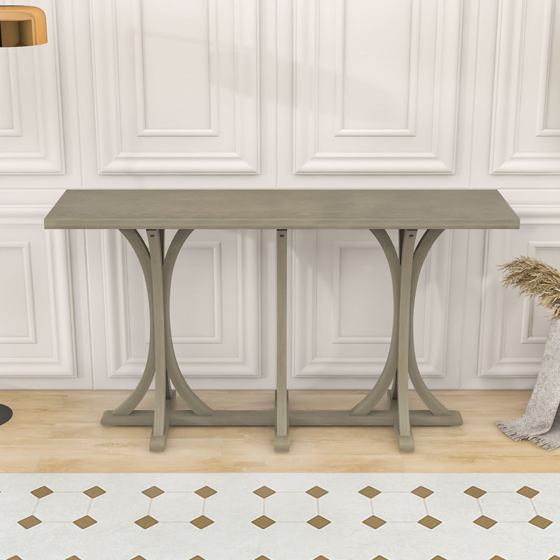 Console en bois avec des pieds courbés, Gris