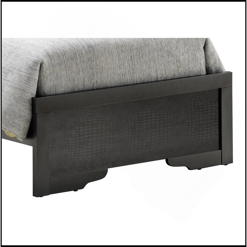 Lit sophistiqué avec tête de lit élégante pour un sommeil relaxant, Lit simple, Noir, noir, noir, noir