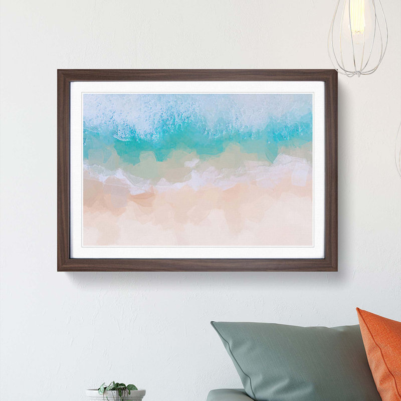 Birds View of Bondi Beach Australia in Abstract - Picture Frame Graphic Art Print, Walnut Framed, 27cm H x 36cm W x 2cm D