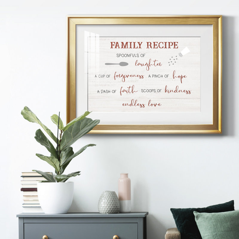 «Endless Love Family Recipe», reproduction encadrée de qualité supérieure - prête à être accrochée, Cadre doré