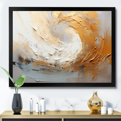 Gold And Beige Soft Wave Paint III - Abstract Shapes Wall Art