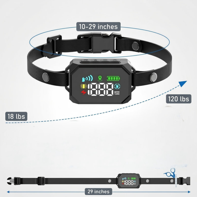 Système de bordure sans fil guidé par GPS, portée circulaire réglable de 33 à 199 verges, collier récepteur étanche IPX7, correction de ton / vibration / statique, conçu pour les animaux de plus de 18 lb