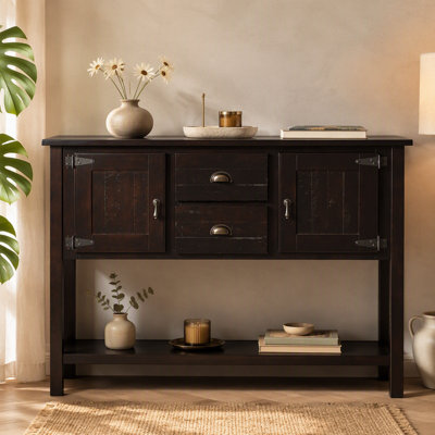 Solid Wood Sideboard Console Table with Drawers, Cabinets and Shelf, Retro Style for Living, Kitchen and Dining Room Storage