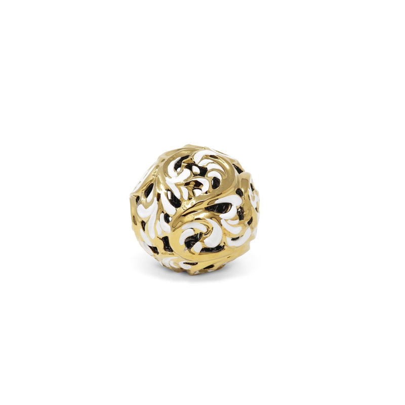 Boule décorative blanche et dorée Liveva, H 5,50 po x l 5,50 po x P 5,50 po