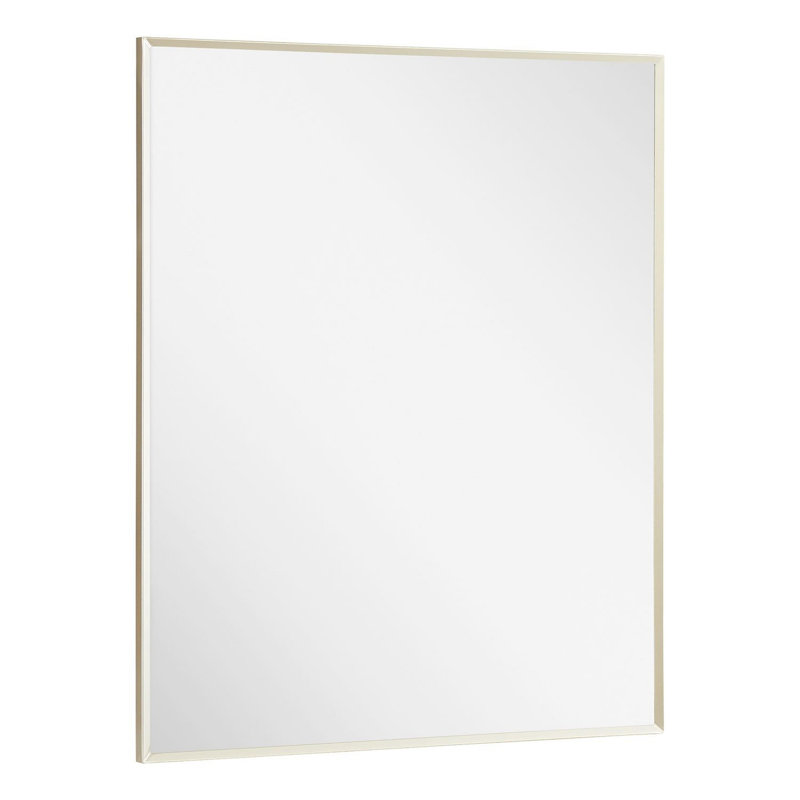 Satin Nickel Rectangular Bathroom Wall Mirror with Thin Metal Frame