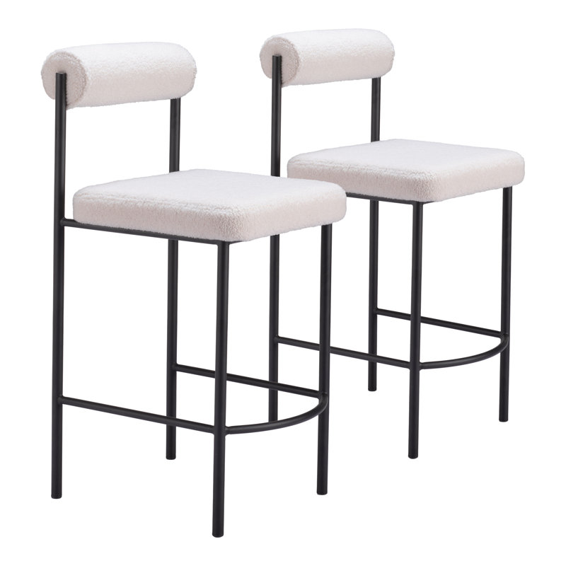 Livorno Short Counter Stool, Black, White, Counter Stool (26" Seat Height)
