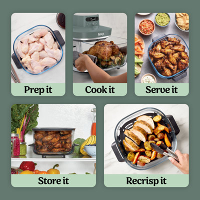 Ninja Crispi Pro 6-in-1 Countertop Glass Air Fryer, Ash Gray