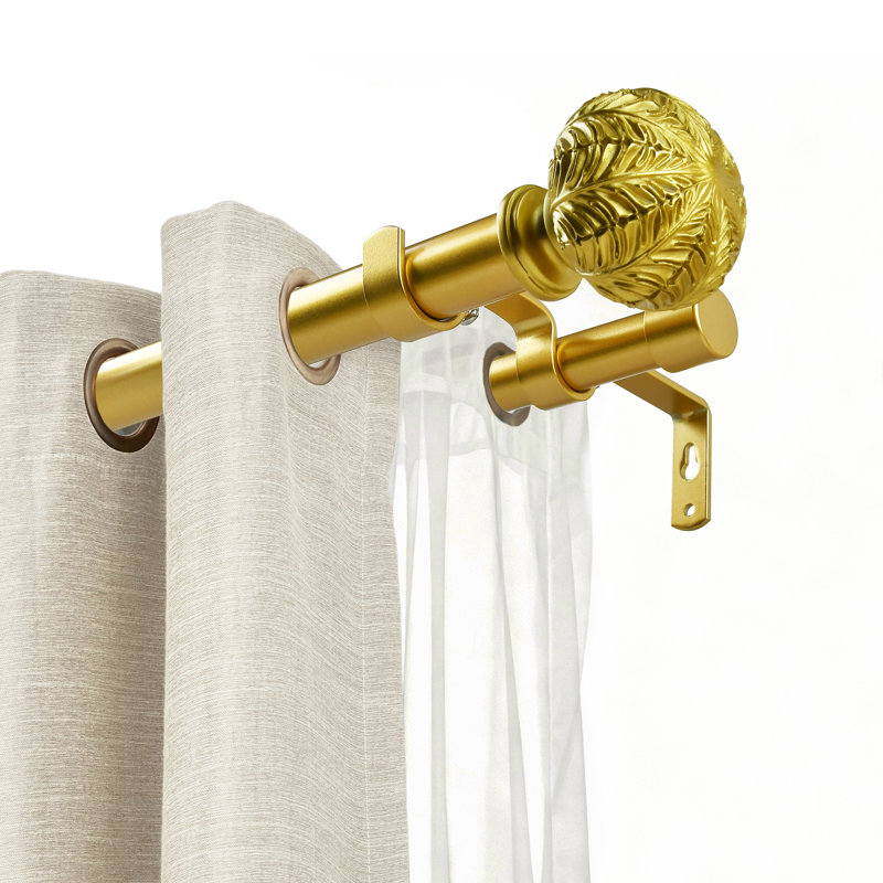 Tringle à rideaux double de 1 pouce de diamètre avec embouts sphériques, tringle à draperie télescopique ajustable robuste pour différentes pièces