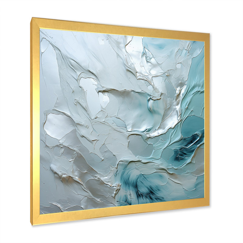 Silver Shimmer - Abstract Landscape Canvas Wall Art, H 16 po x l 16 po x P 1 po, Encadrement doré