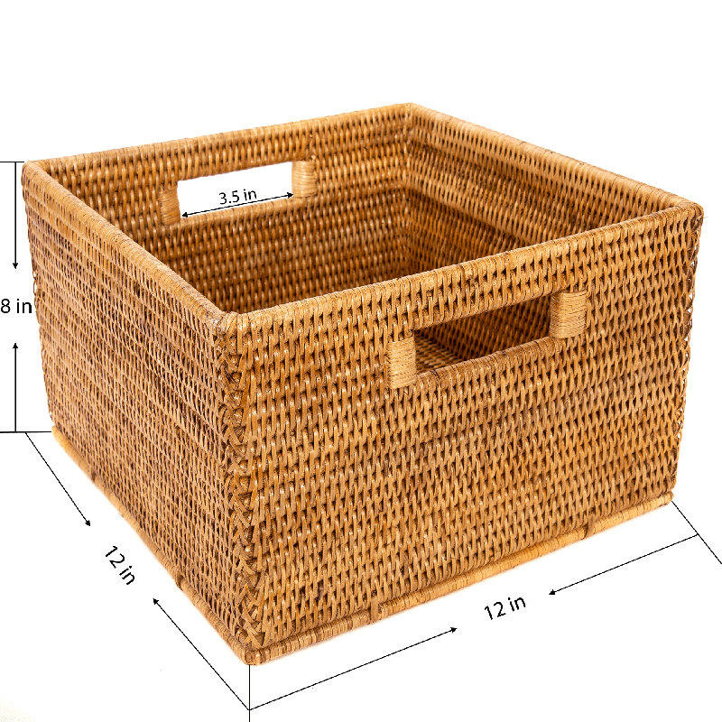 Panier de rangement en rotin, Brun miel
