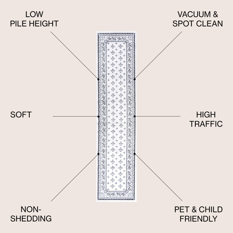 Tapis crème / gris clair Hydetown, Tapis de couloir 2 pi x 8 pi