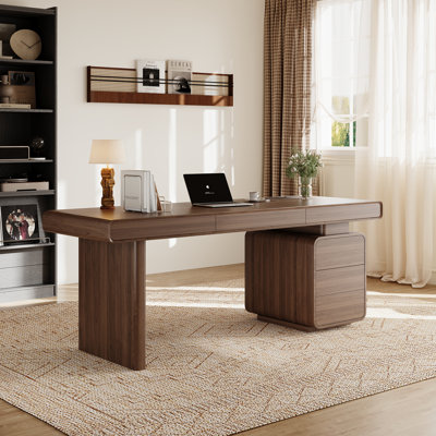 Bureau de rangement moderne et minimaliste avec prises de courant intégrées pour poste de travail à domicile