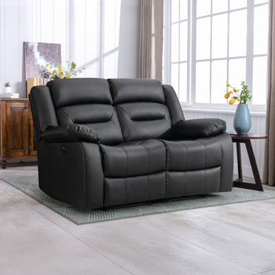 Brenaya 61.4" Modern and Breathable Vegan Leather Power Reclining Loveseat Sofa