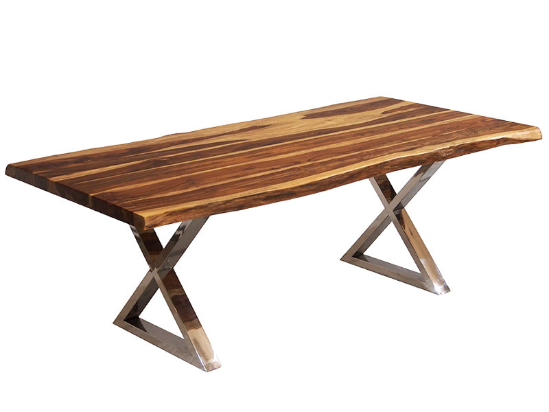 Table de salle à manger Genisse, Acier Inoxydable, L 72 po x l 40 po, Brun / brun clair