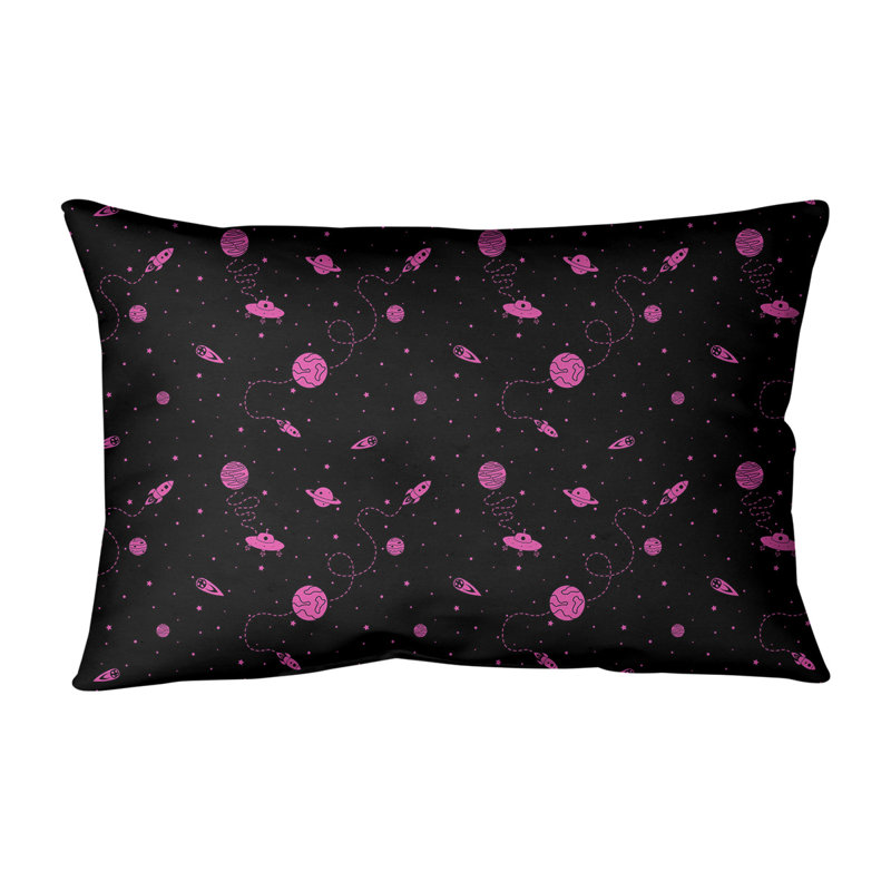 Housse de coussin rectangulaire Katelyn Elizabeth, Polyester / Bourre en polyester, Noir / Rose