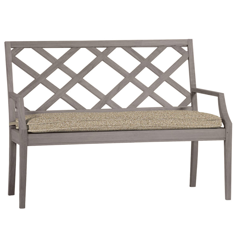 Haley Teak Garden Bench, Oyster Teak, Dove Sunbrella® Linen, Welt