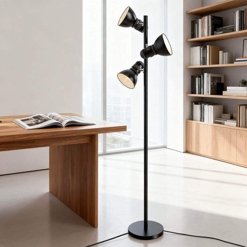 Lampe sur pied moderne à 3 lumières avec lumières réglables, rotation à 350 ° pour le salon, la chambre à coucher et l'éclairage de lecture de bureau