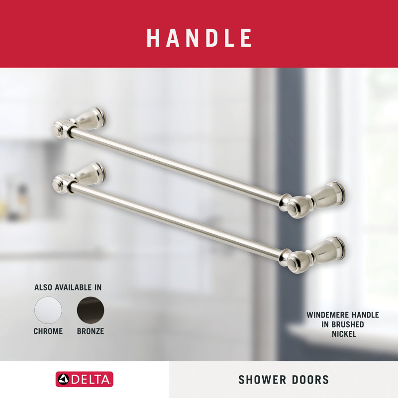 Porte de baignoire coulissante traditionnelle semi-encadrée avec verre de pluie Windemere 60 "x 58-1 / 8", Nickel