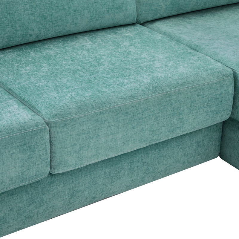 Canapé modulaire en L de 113 po, Bleu sarcelle