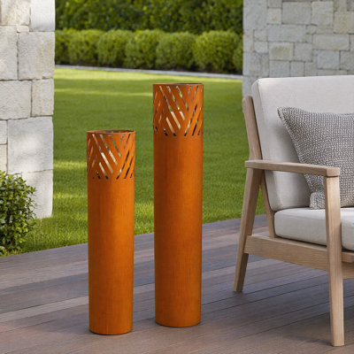 Hautes lanternes en métal pour le jardin - Ensemble d'éclairage extérieur décoratif avec bougies et touche méditerranéenne